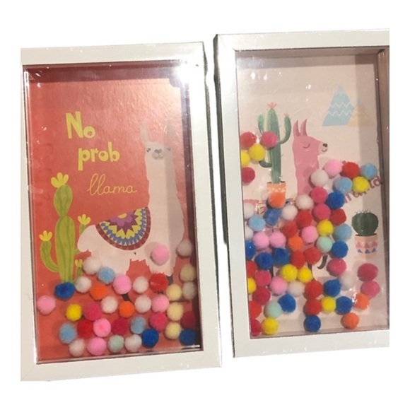 Llama llama mini rainbow pom pom funny humor hanging wall‎ decor boxes new - Picture 2 of 12